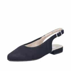 Rieker ballerinasko til dame i sort med åbne hæl og justerbar spænde