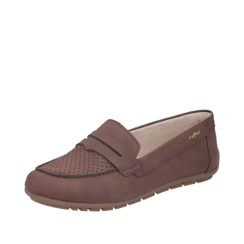 Rieker Loafers Dame - Brun - Model: Tekst - Fri fragt