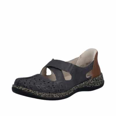 Rieker Ready 2 Go sko til dame i grå med Antistress og elastisk remme over vristen