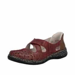 Rieker Ready 2 Go sko til dame i rød med Antistress og elastisk remme over vristen