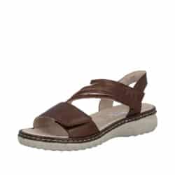 Rieker sandal til dame i brun med velcrorem samt noprede sål