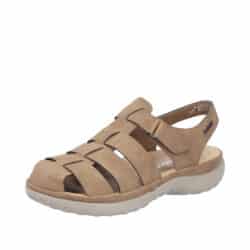 Rieker sandal til dame i brun med justerbar velcro og lukket tå