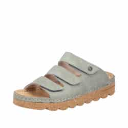 Rieker sandal til dame i grøn med tre justerbare velcroremme samt stødabsorberende sål