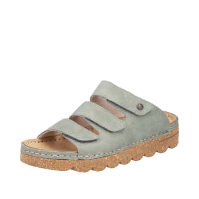 Rieker sandal til dame i grøn med tre justerbare velcroremme samt stødabsorberende sål