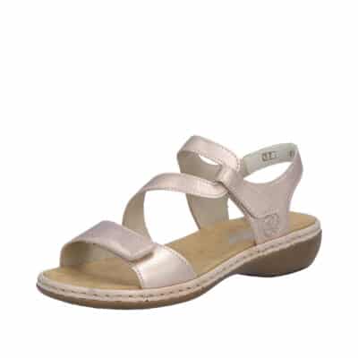 Rieker sandal i metallic til dame med to velcrolukninger