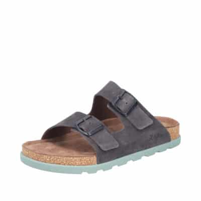 Rieker sandal til herre i grå nubuck skind med unik grøn ydersål og ekstra bredde H