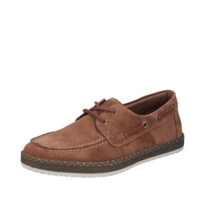 Rieker sejlersko til herre i brun skind med skindsnøredetaljer og skindsål