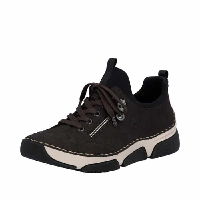 Rieker sneakers til dame i brun med Antistress sål og snørebånd.