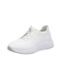 Rieker sneakers til dame i hvid skind med justerbar elastik og stødabsorbering