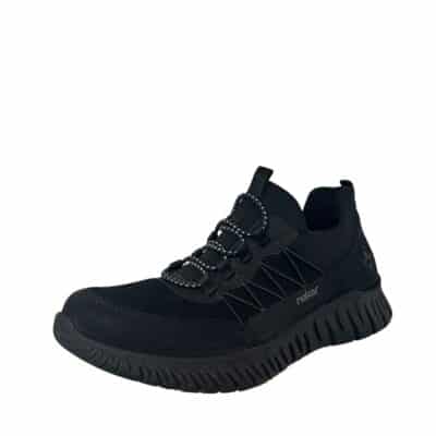 Rieker sneakers til dame i sort med Memosoft sål og elastik samt stødabsorbering