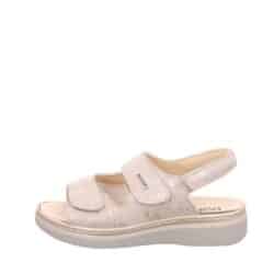 Rohde damesandal i beige med tre velcroremme og skindoverdel samt udtagelig sål