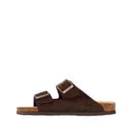 Rohde Sunnys N°32 sandal i brun til herre med ruskindsoverdel samt to gyldne justerbare spænder