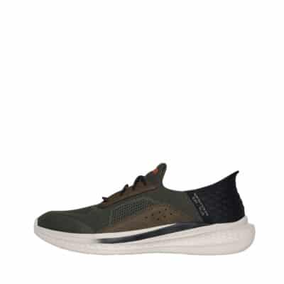 Skechers Relaxed Fit Slip-in Slade Cohen sneakers til herre i grøn med en fast hælkappe og udtagelig sål samt en en polstret hælpude