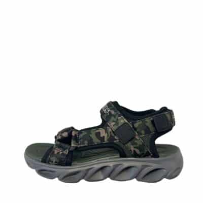 Skechers S-Lights Sun Breaks sandal til børn i grøn med tre velcroremme og lys i sålen