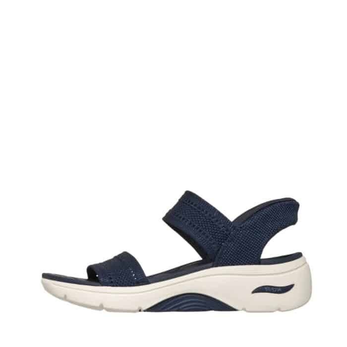 Skechers Slip-in Arch Fit 2.0 Kennedy sandal til dame i blå med fast hælkappe og Arch-fit svangstøtte samt en polstret hælpude