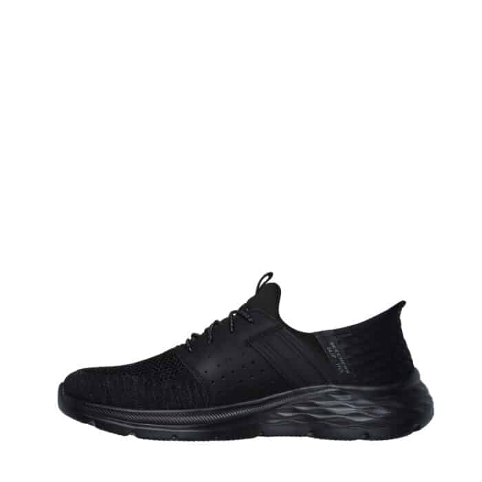 Skechers Slip-In Garnewr Newick sneakers til herre i sort med fast hælkappe og udtagelig Memory Foam indersål
