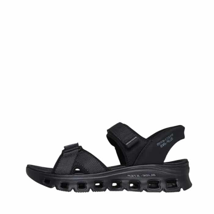 Skechers Slip-in Glide Step Pro herresandal i sort med velcro og blød sål.