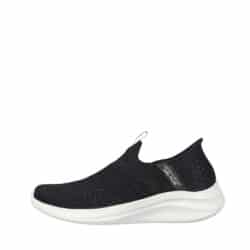 Skechers Slip-in Ultra Flex 3.0 Glitter Me sko til dame i sort med stretch fit materiale og fast hælkappe samt polstret hælpude og maskinvaskbar maks. 30 grader