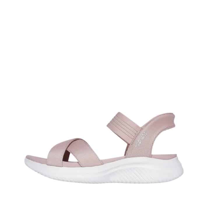 Skechers Slip-in Ultra Flex 3.0 Never Better sandal til dame i rosa med fast hælkappe og maskvaskbar ved maks. 30 grader