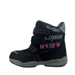 Sprox støvle til store børn i sort med velcroremme og varm foring samt C-Texi membran for kraftig vandafvisning