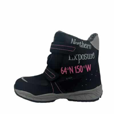 Sprox støvle til store børn i sort med velcroremme og varm foring samt C-Texi membran for kraftig vandafvisning