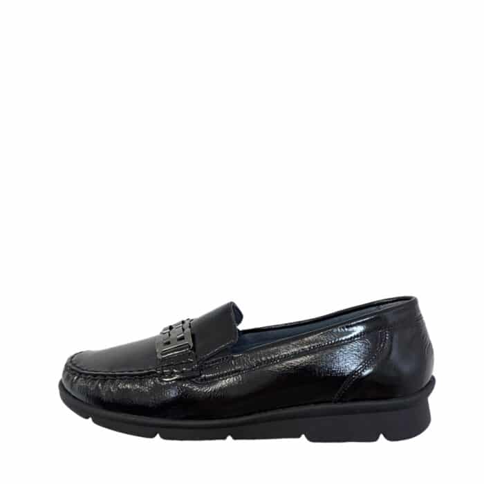 Waldläufer loafers til dame i sort lak med ekstra bredde K