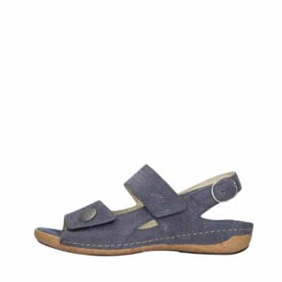 Waldläufer sandal til dame i jeansblå med skindoverdel og udtagelig sål samt ekstra bredde H