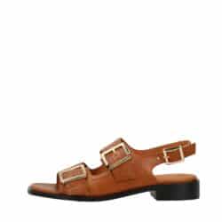 Phenumnb Copenhagen sandal til dame i camel med 3 justerbare spænder skindoverdel samt lille blokhæl på 3 cm