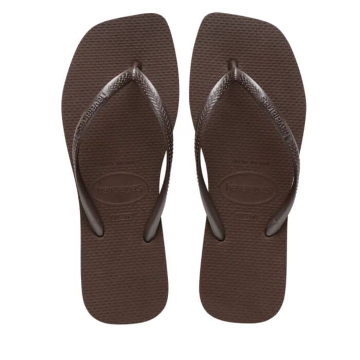 Havaianas Simsquare klipklapper til dame i brun med gummi-sål og tå-rem samt firkantet snude
