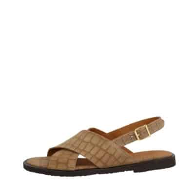 Angulus sandal til dame i mørkebeige med skindoverdel med justerbar spænde