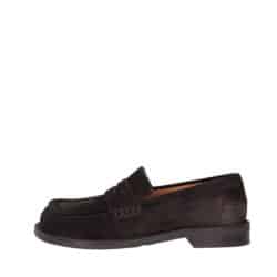 Billi Bi loafers til dame i mørkebrunt ruskind med fin detalje og rund snude samt gummisål