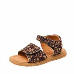 Bisgaard Andrea Leopard sandal til dame i leopard med skindoverdel og 2 justerbare velcroremme