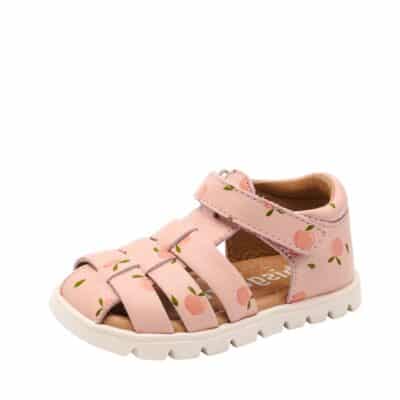 Bisgaard Beka S Peach sandal til børn i rosa med skindoverdel og 2 justerbare velcroremme samt skindsål