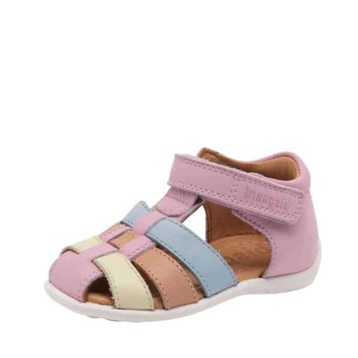 Bisgaard Carly Candyfloss sandal til børn i en flot farvekombination med skindoverdel samt justerbar velcrorem