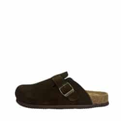 CPH-Comfort Bio slippers til dame og herre i mørkebrunt ruskind med indersål af ruskind og justerbar spænde
