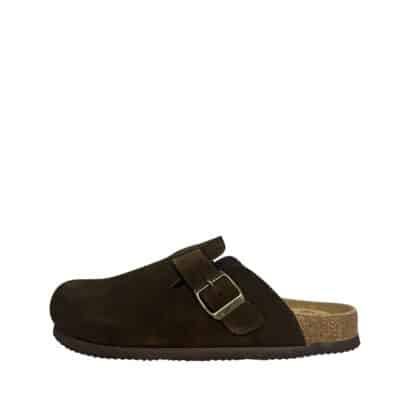 CPH-Comfort Bio slippers til dame og herre i mørkebrunt ruskind med indersål af ruskind og justerbar spænde