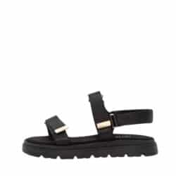 Duffy Gallarate Uno sandal til dame i sort med velcro lukning og blød indersål samt elastik hælrem