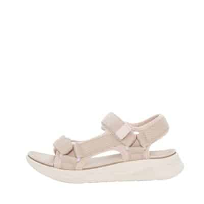 Duffy sandal til dame i beige med god komfort og to justerbare velcroremme samt tekstureret mønster
