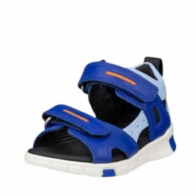 Ecco Mini Stride sandal til børn i blåt læder med to velcroremme