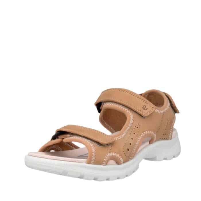 Ecco Onroads vandresandal til dame i brun nubucklæder med tre velcroremme