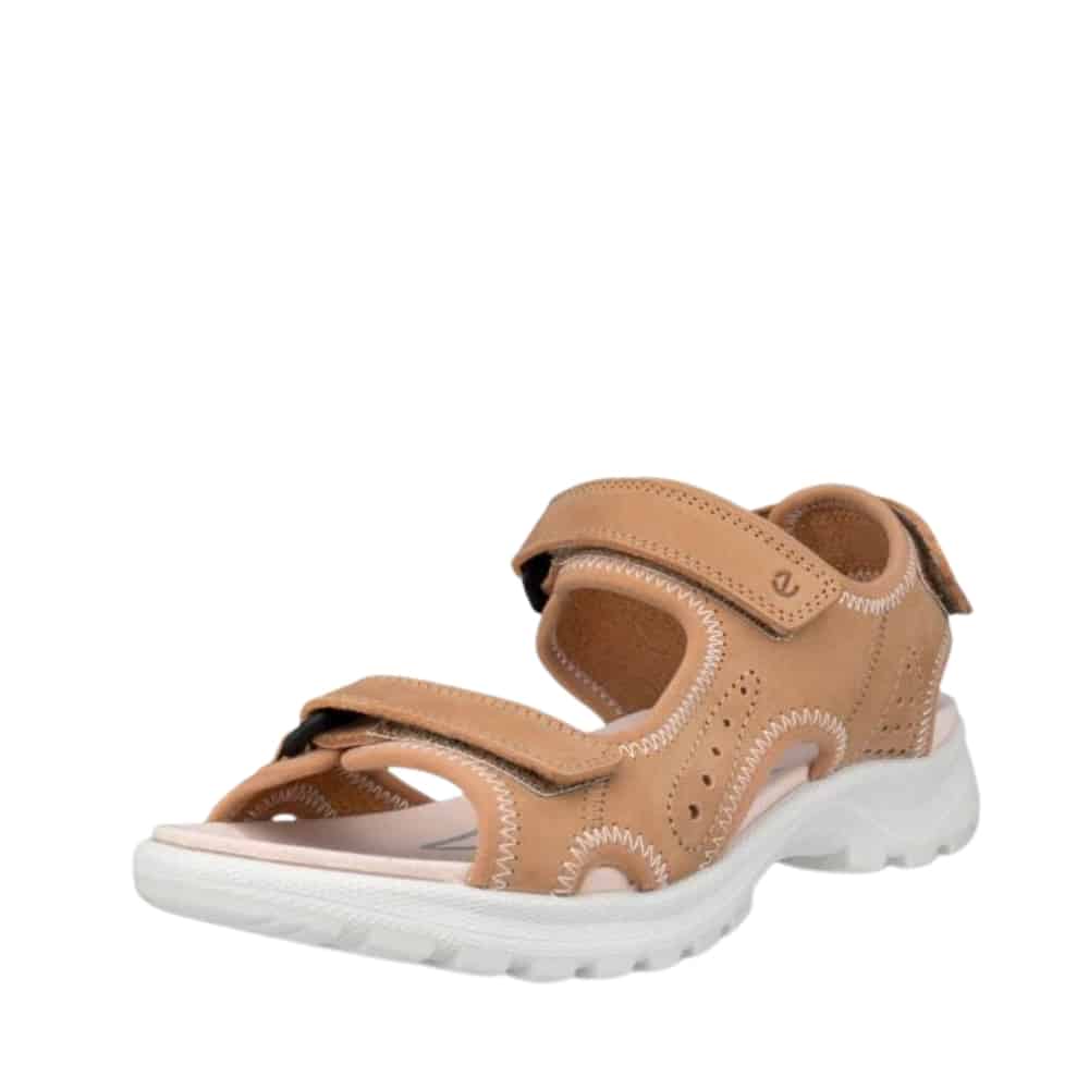 Ecco Onroads vandresandal til dame i brun nubucklæder med tre velcroremme