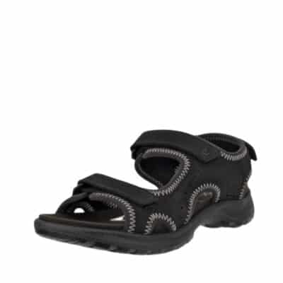 Ecco Onroads vandresandal til dame i sort nubucklæder med tre velcroremme