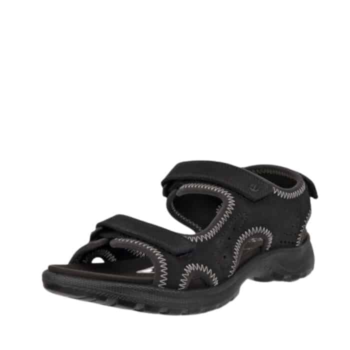 Ecco Onroads vandresandal til dame i sort nubucklæder med tre velcroremme