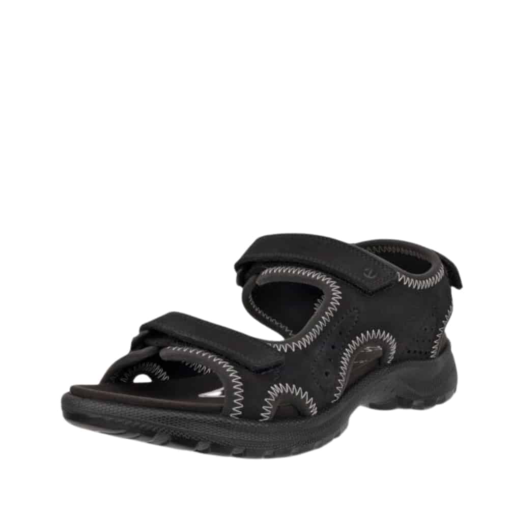 Ecco Onroads vandresandal til dame i sort nubucklæder med tre velcroremme