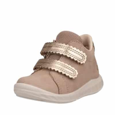 Ecco Sp.1 Lite Infant sneakers til børn i beige læder med 2 velcroremme og udtagelig sål