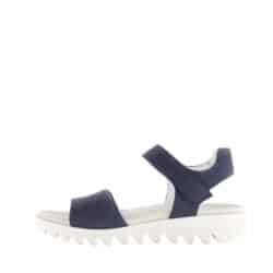 Gabor sandal til dame i blå med med skindoverdel og justerbar velcrorem samt en chunky ydersål på 4 cm
