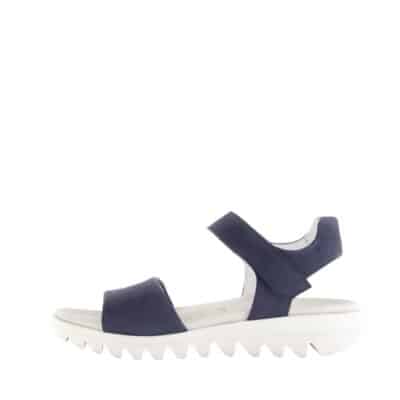 Gabor sandal til dame i blå med med skindoverdel og justerbar velcrorem samt en chunky ydersål på 4 cm