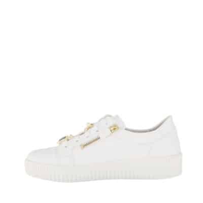 Gabor sneakers til dame i hvid med flotte detaljer og funktionel lynlås samt udtagelig sål og snørebånd