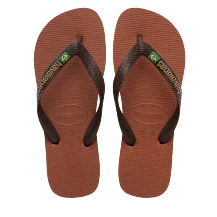 Havaianas Brasil Logo klipklapper til dame i brun med brasilanske detaljer samt tå-rem og gummisål
