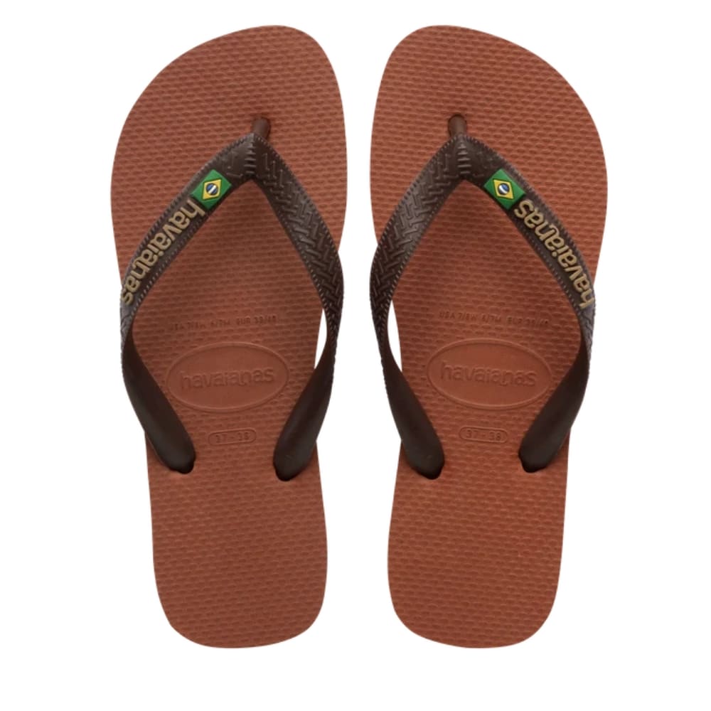 Havaianas Brasil Logo klipklapper til dame i brun med brasilanske detaljer samt tå-rem og gummisål